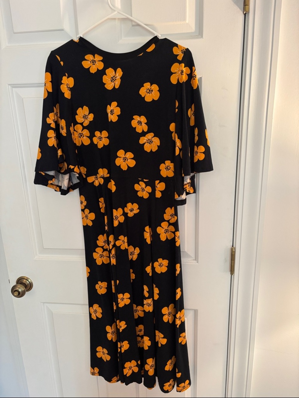 Who What Wear Black Maxi Dress with Orange Floral Print